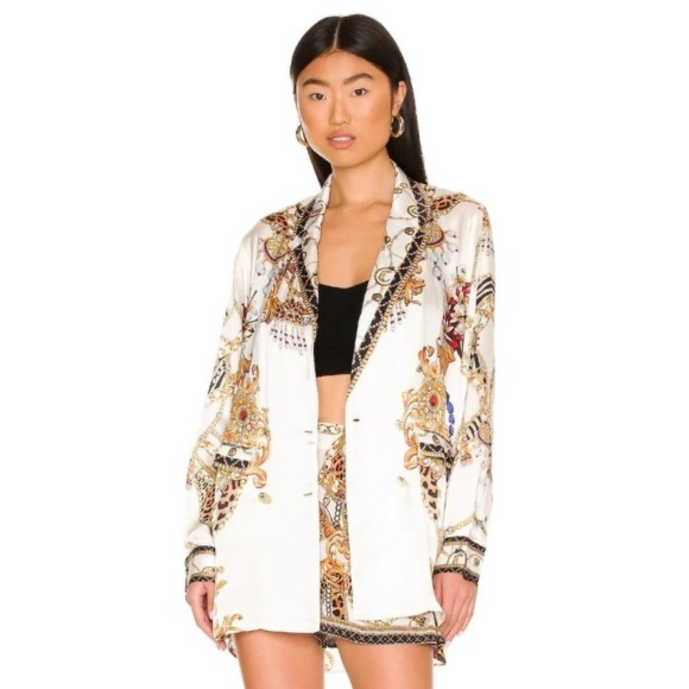 Camilla Double Breasted Silk Jacket in Reign Supreme size small NWT